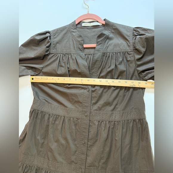 Marie Oliver Cotton Poplin Tiered Button Front Midi Dress Sz Medium - Picture 9 of 10
